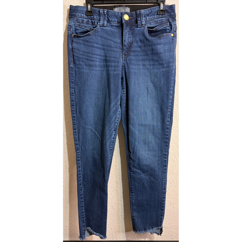 Democracy Ab Technology Skinny Jeans Medium Wash Frayed Step Hem Womens 10